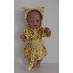 ochtendjas geel konijnen baby born 43cm