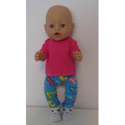 broek set blauw cijfers baby born 43cm