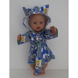 ochtendjas blauw dieren baby born 43cm