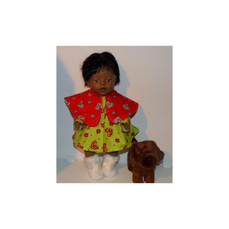 capejas groen rood met hartjes baby born 43cm