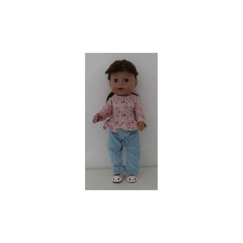 broek set roze gebloemd roezel  baby born 43cm