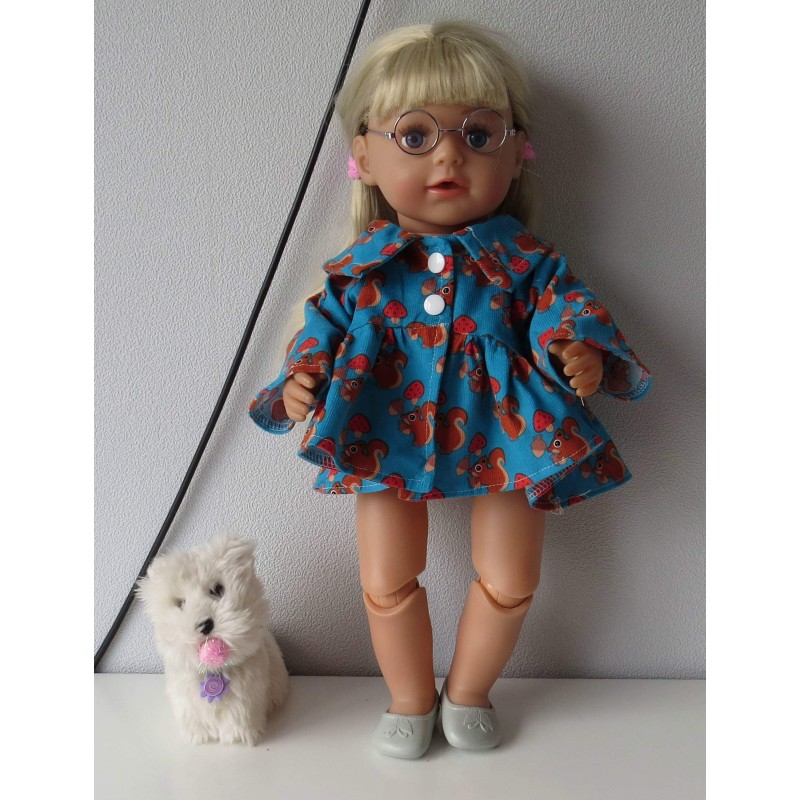 ballonjas kort blauw eekhoorn baby born 43cm