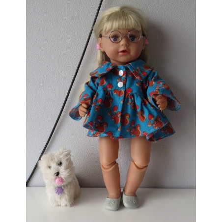 ballonjas kort blauw eekhoorn baby born 43cm