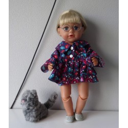 ballonjas kort blauw met bloemen rood baby born 43cm