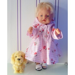 ballonjas roze geruit met aardbeien baby born 43cm
