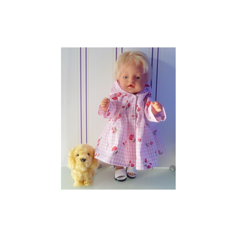 ballonjas roze geruit met aardbeien baby born 43cm