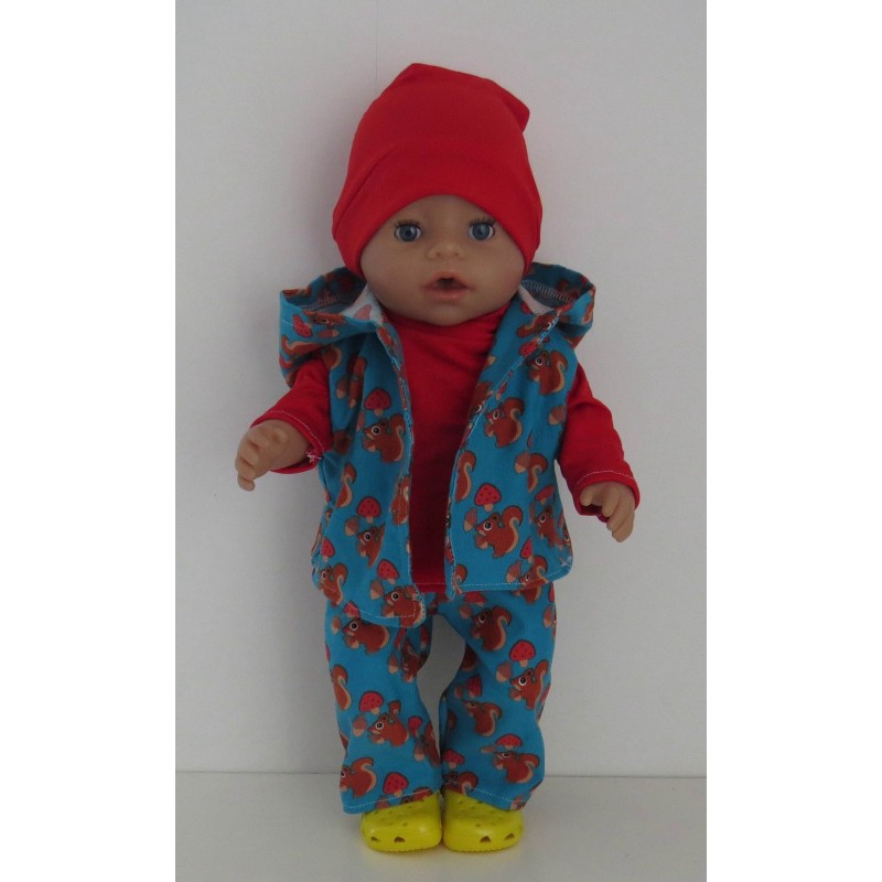luxe broek set blauw eekhoorns baby born 43cm