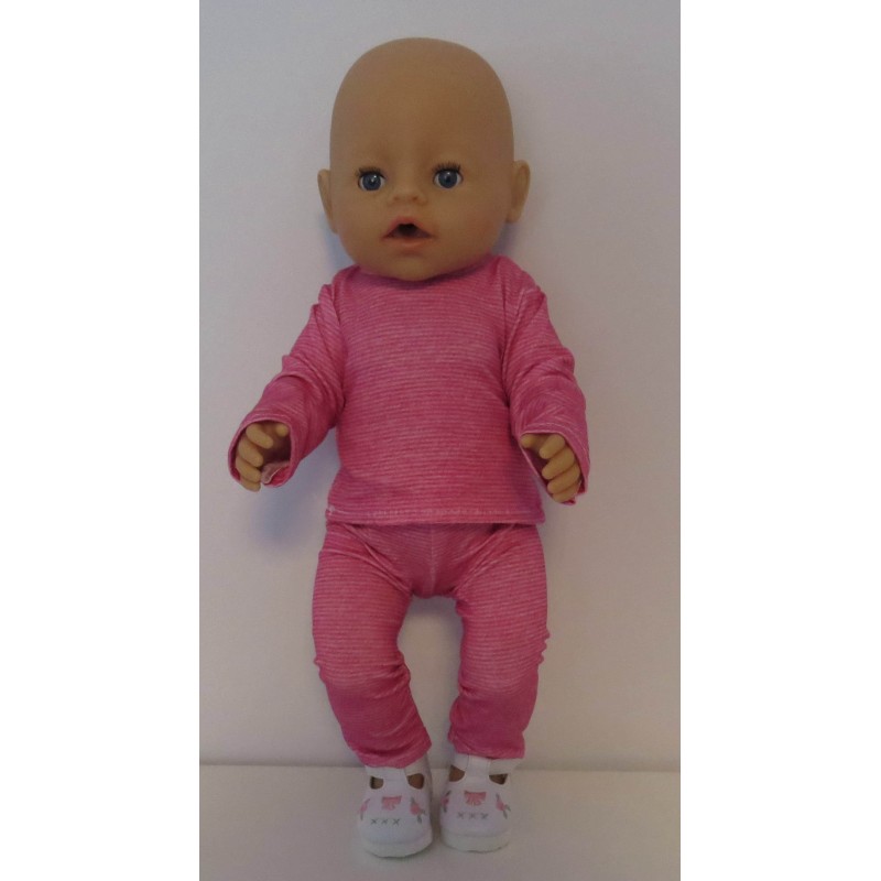 broek set roze gestreept baby born 43cm