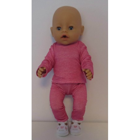 broek set roze gestreept baby born 43cm