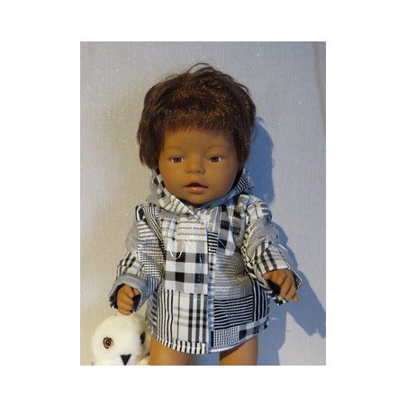gewatteede jas zwart gestreept baby born 43cm