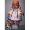 winterjas wit met lila bolletjes baby born 43cm