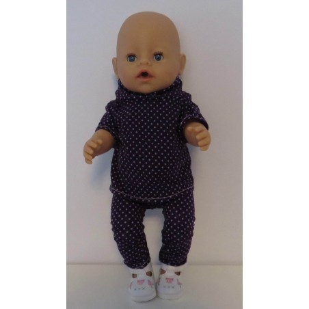 broek set paars stippen baby born 43cm