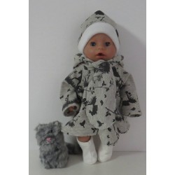 winterjas set grijs paard  baby born 43cm
