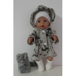 winterjas set grijs paard  baby born 43cm