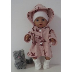 winterjas set roze vogels baby born 43cm