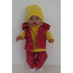 luxe broek setrood bloemetjes  baby born 43cm