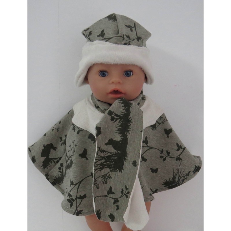 poncho grijs dieren baby born 43cm poncho grijs dieren baby born 43cm