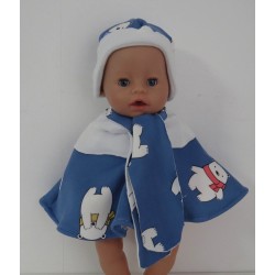 poncho blauw beren baby born 43cm