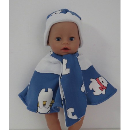 poncho blauw beren baby born 43cm