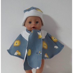 poncho blauw leeuwen baby born 43cm