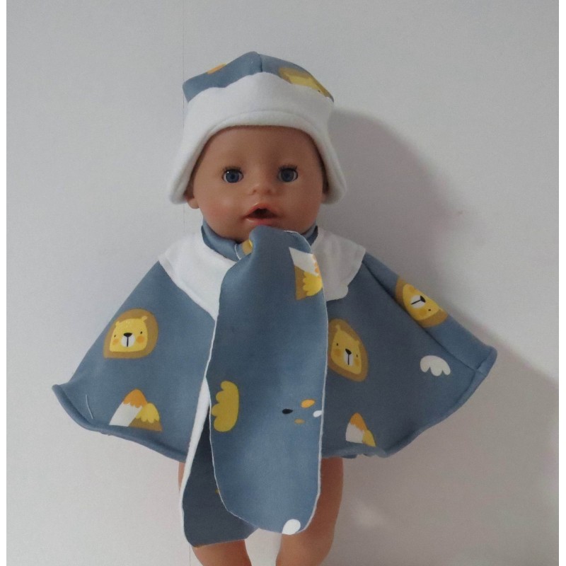 poncho blauw leeuwen baby born 43cm poncho blauw leeuwen baby born 43cm