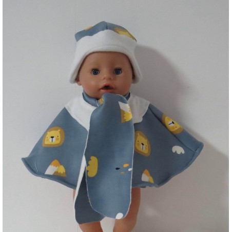 poncho blauw leeuwen baby born 43cm
