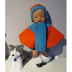 poncho oranje met blauw baby born 43cm