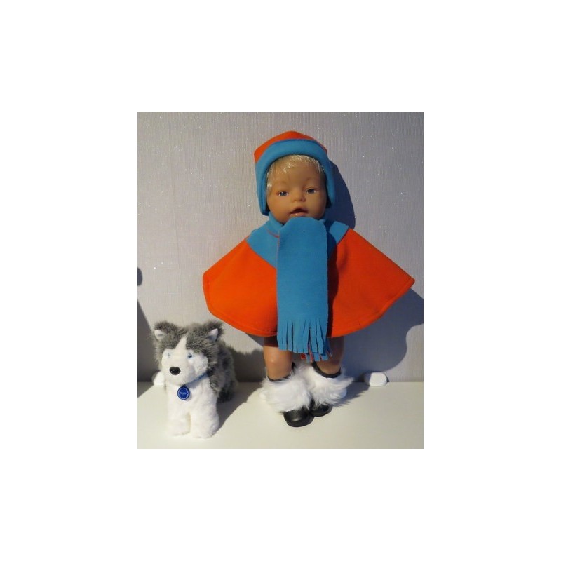 poncho oranje met blauw baby born 43cm poncho oranje met blauw baby born 43cm