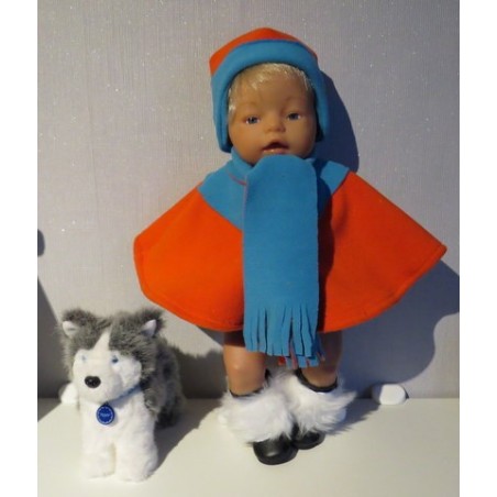 poncho oranje met blauw baby born 43cm