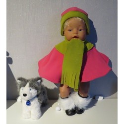 poncho hard roze met groen baby born 43cm