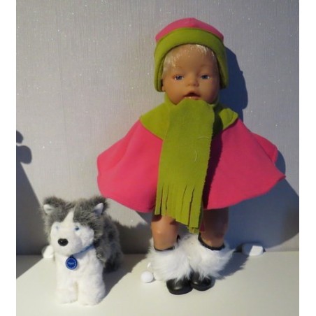 poncho hard roze met groen baby born 43cm