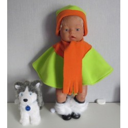 poncho groen met oranje baby born 43cm