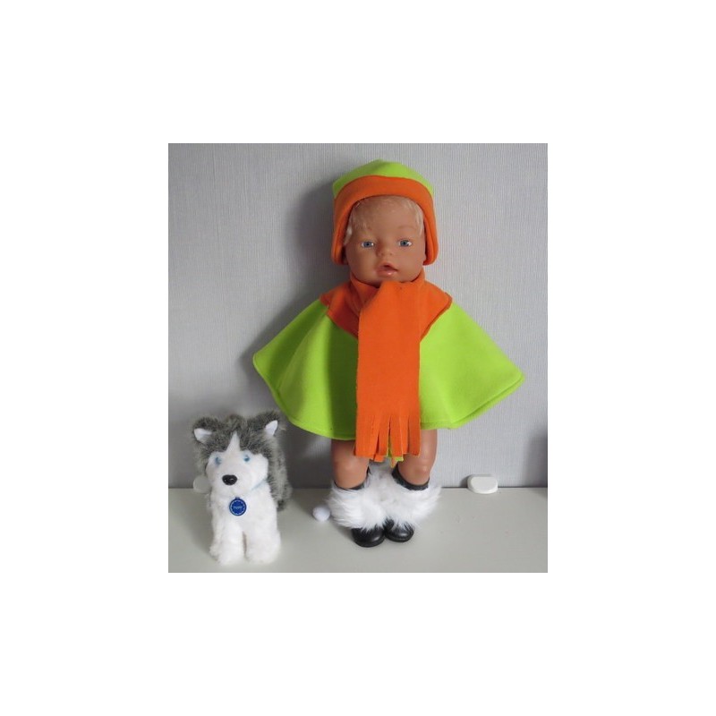 poncho groen met oranje baby born 43cm poncho groen met oranje baby born 43cm