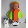 poncho groen met oranje baby born 43cm