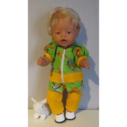 vest setje groen met dieren geel baby born 43cm