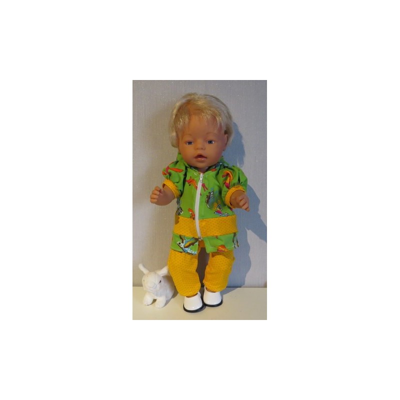 vest setje groen met dieren geel baby born 43cm