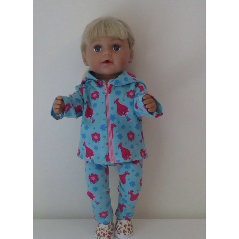 vest setje blauw trollz baby born 43cm