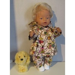 regenjas met broek bruin uilen baby born 43cm
