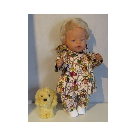 regenjas met broek bruin uilen baby born 43cm
