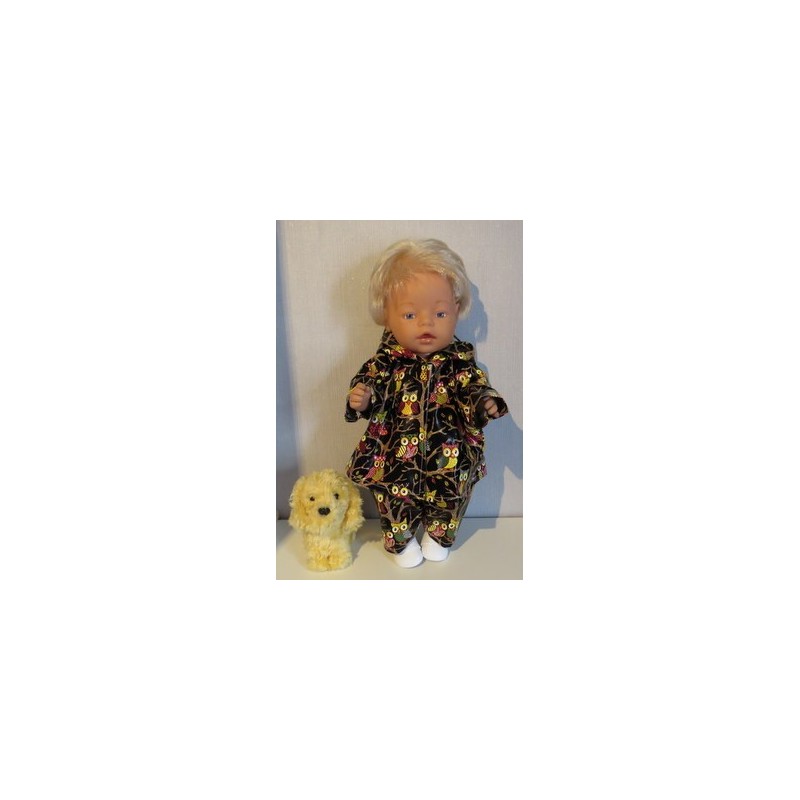 regenjas met broek zwart uilen baby born 43cm