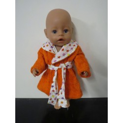 badjas oranje met bloemen baby born 43cm