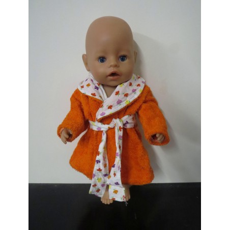 badjas oranje met bloemen baby born 43cm