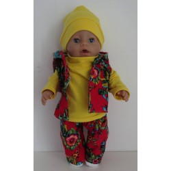 luxe broek set rood bloemen baby born 43cm