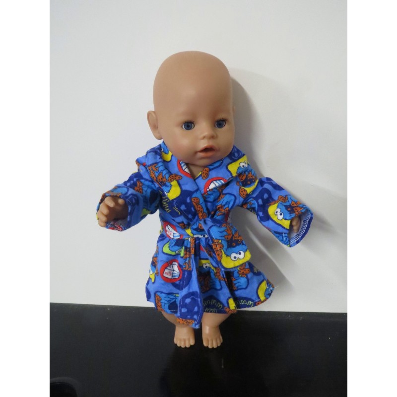 ochtendjas blauw koekie monster  baby born 43cm