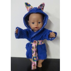 badjas hard blauw met roze baby born 43cm