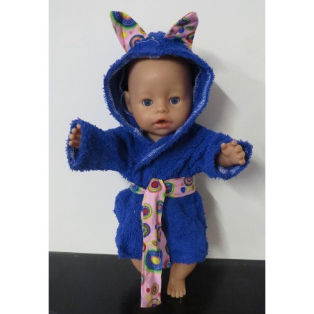 badjas hard blauw met roze baby born 43cm