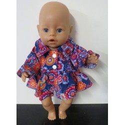 ballonjas kort blauw bloemen baby born 43cm