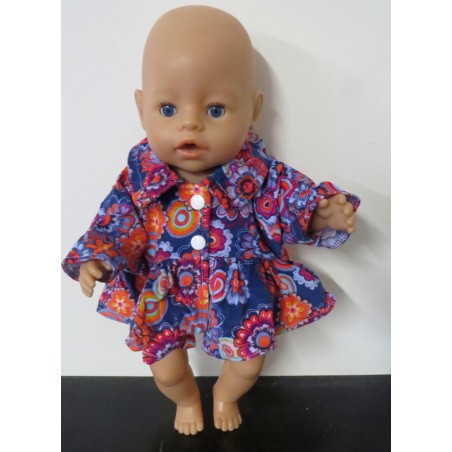 ballonjas kort blauw bloemen baby born 43cm