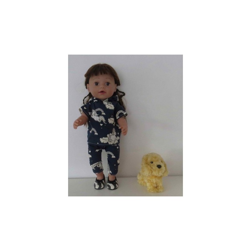capuchontrui setje blauw eenhoorn  baby born 43cm