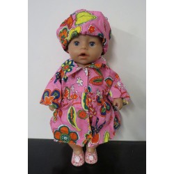 ballonjas roze met bloemen groot baby born 43cm